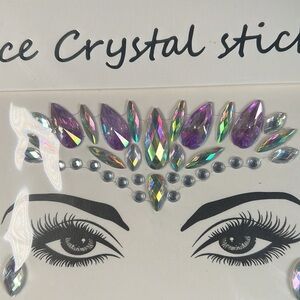 Iridescent Purple Festival Face Rhinestone Crystal Stickers